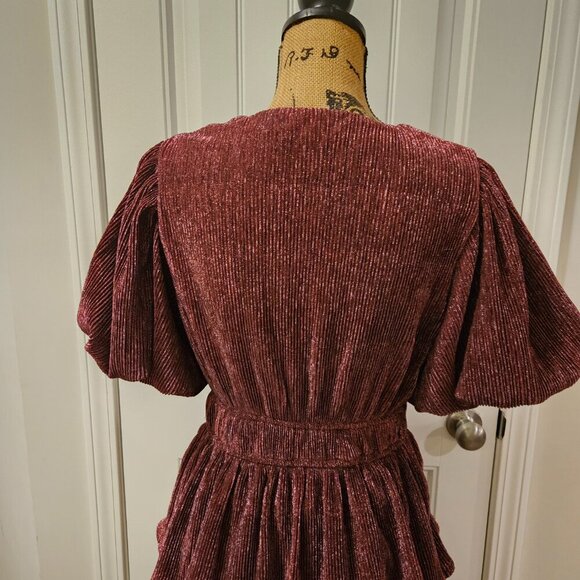 Anthropologie/Entro Metallic Thread Tiered Ruffle Maxi Dress Size M - Picture 11 of 16